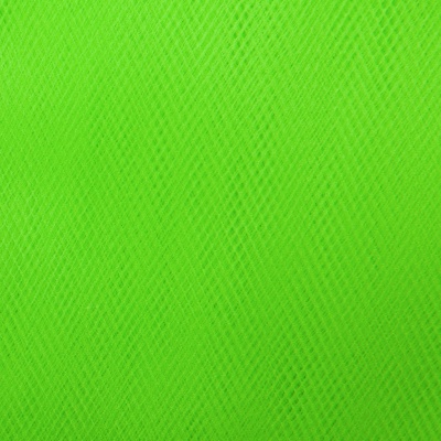 Фатин матовый 16-142, 12 гр/м2, шир.300см, цвет неон.зелёный - купить в Санкт-Петербурге. Цена 100.92 руб.
