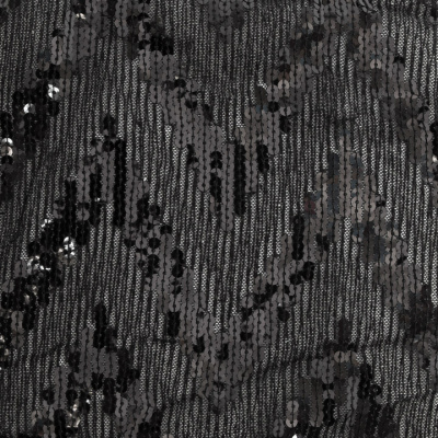 Трикотажное полотно с пайетками, шир.130 см, #311-бахрома чёрная - купить в Санкт-Петербурге. Цена 1 183.35 руб.