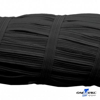 Резиновые нити с текстильным покрытием, шир. 6 мм (55 м/уп), цв.-черный - купить в Санкт-Петербурге. Цена: 210.75 руб.