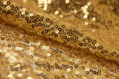 Сетка с пайетками №6, 188 гр/м2, шир.130см, цвет золото - купить в Санкт-Петербурге. Цена 371.02 руб.