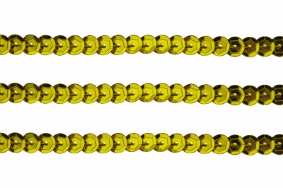 Пайетки "ОмТекс" на нитях, SILVER-BASE, 6 мм С / упак.73+/-1м, цв. 7 - св.золото - купить в Санкт-Петербурге. Цена: 468.37 руб.