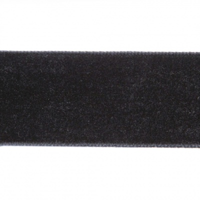 Лента бархатная нейлон, шир.25 мм, (упак. 45,7м), цв.03-черный - купить в Санкт-Петербурге. Цена: 800.84 руб.