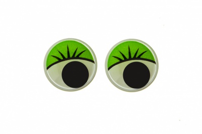 Глазки для игрушек, круглые, с бегающими зрачками, 12 мм/упак.50+/-2 шт, цв. -зеленый - купить в Санкт-Петербурге. Цена: 96.01 руб.