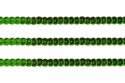 Пайетки "ОмТекс" на нитях, SILVER-BASE, 6 мм С / упак.73+/-1м, цв. 4 - зеленый - купить в Санкт-Петербурге. Цена: 484.77 руб.