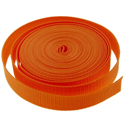 Стропа текстильная, шир. 25 мм (в нам. 50+/-1 ярд), цвет оранжевый - купить в Санкт-Петербурге. Цена: 405.80 руб.
