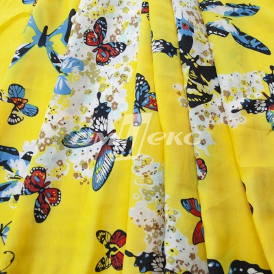 Плательная ткань "Софи" 7.2, 75 гр/м2, шир.150 см, принт бабочки - купить в Санкт-Петербурге. Цена 243.96 руб.